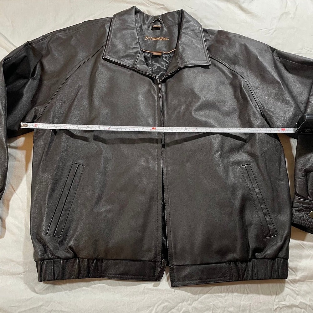 St. John's Bay Black Leather Jacket, Large - Picture 10 of 13